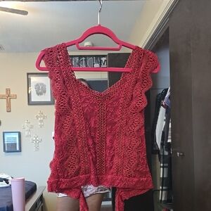 Daytrip Red Lace Blouse
